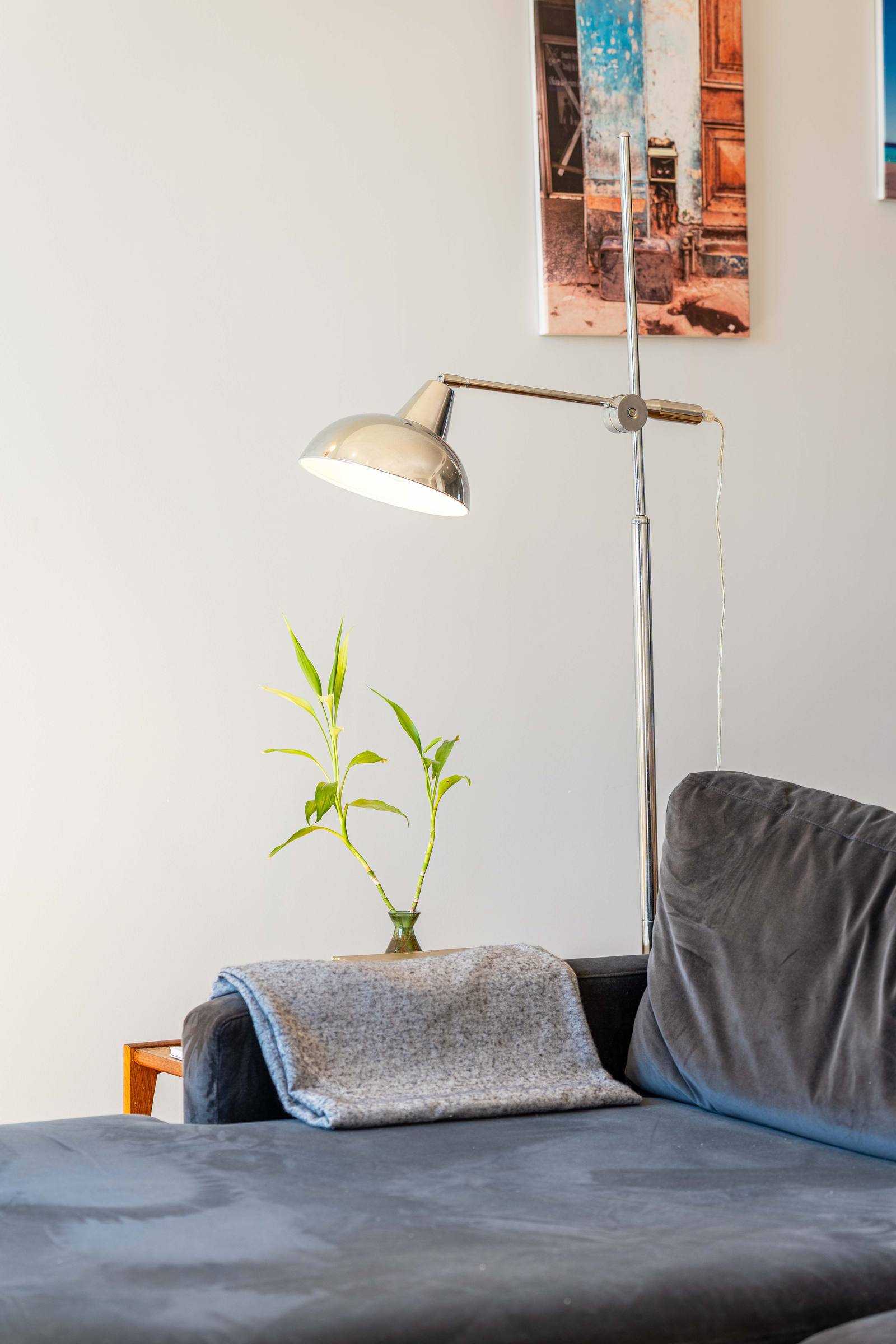 Sofa and lamp