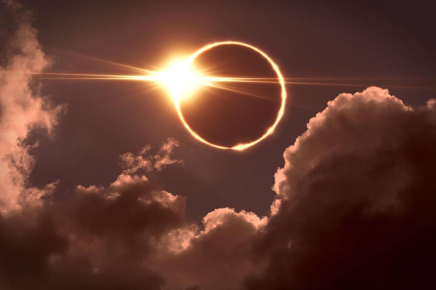 A total solar eclipse, the ring of light around the Moon
